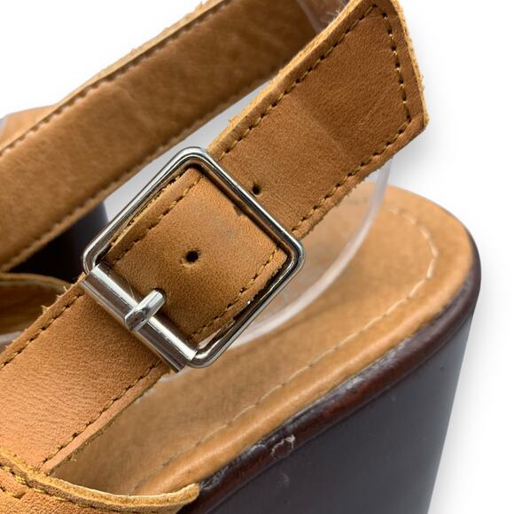 ROC Misty Slingback Sandal Size EU 40 US 8.5-9 Brown Leather Chunky Open Toe Y2K - Picture 10 of 14